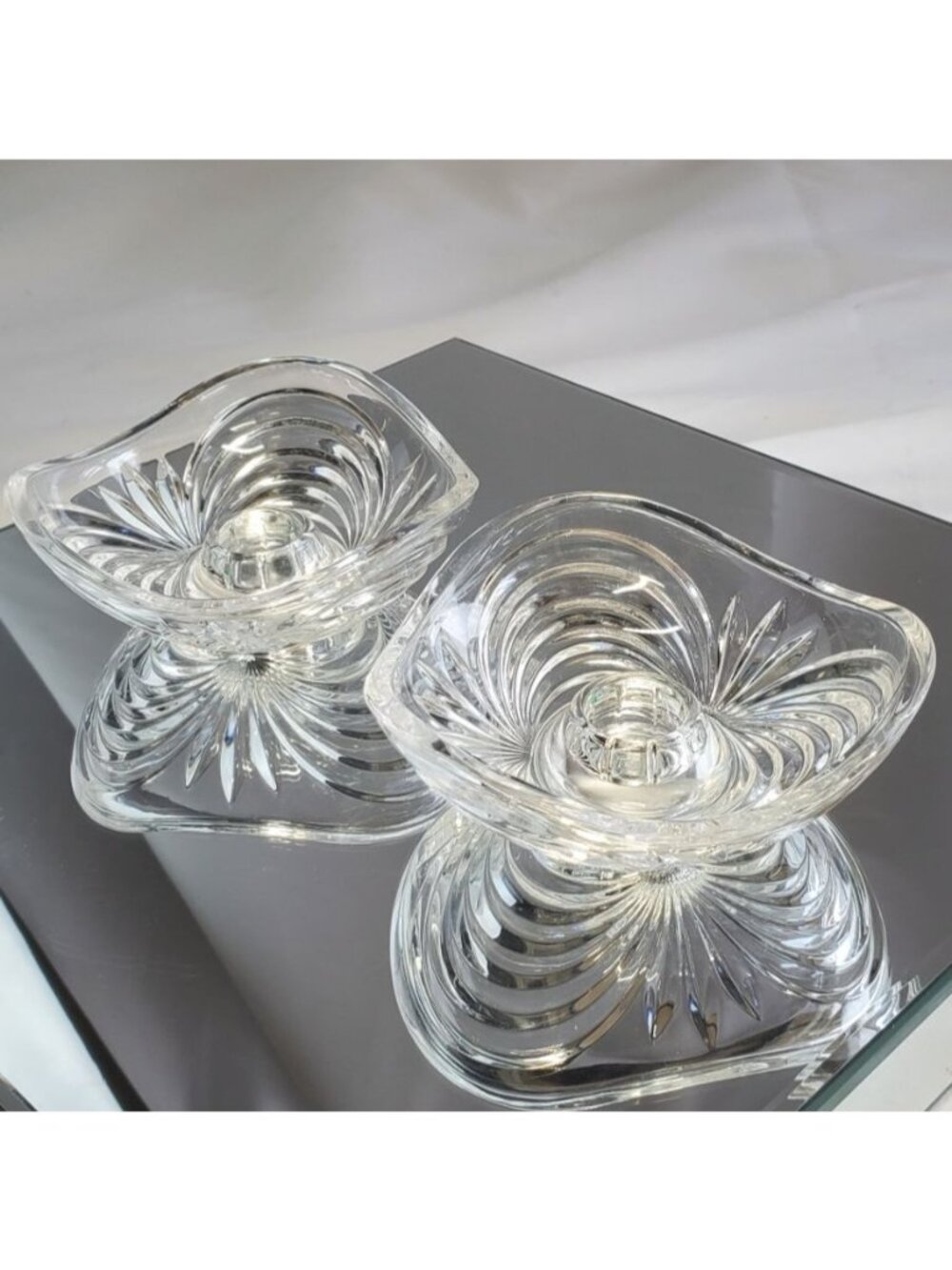Vintage Royal Crystal Rock Aurea Taper Single Light Candle Holder - Set of 2